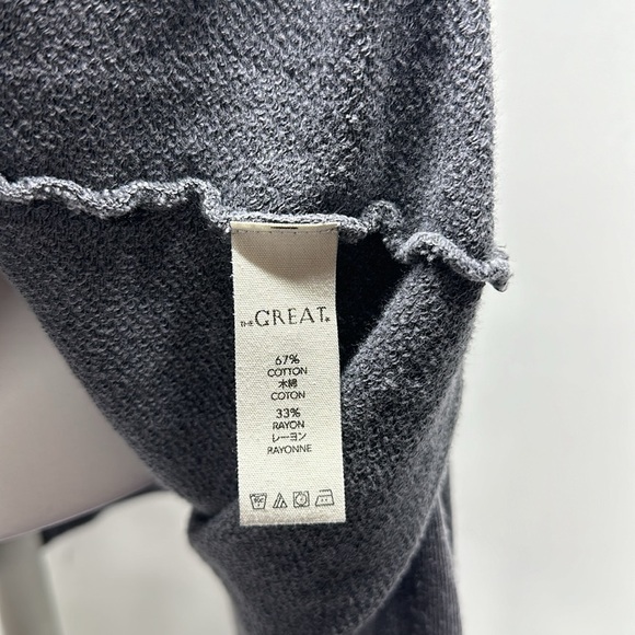 The Great Sweatshirt V-Neck Rope Lace Up Top Long Sleeve Pullover Gray Size 0 XS - Picture 7 of 10